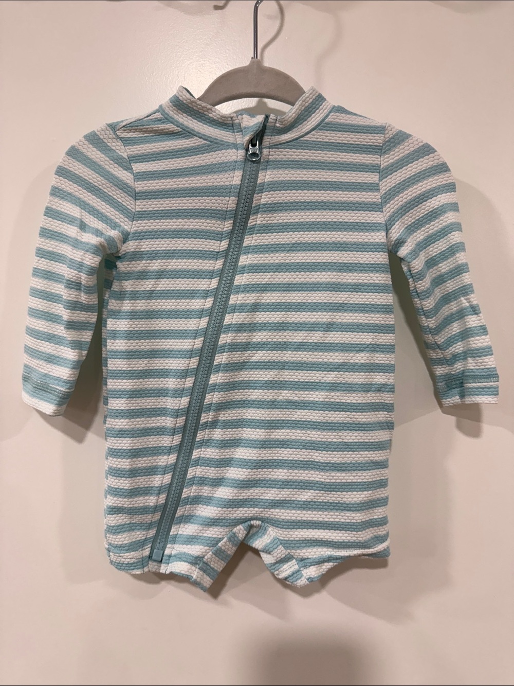 Carter's Striped Aqua & White Baby Rashguard 3M
